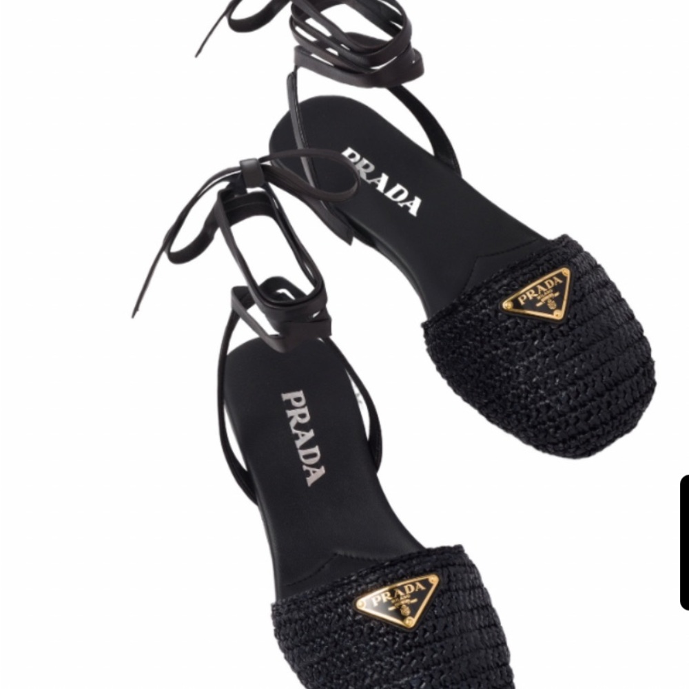 Prada Black Espadrille Shoes with Woven Design
